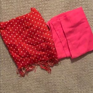 2 brightly colored scarves